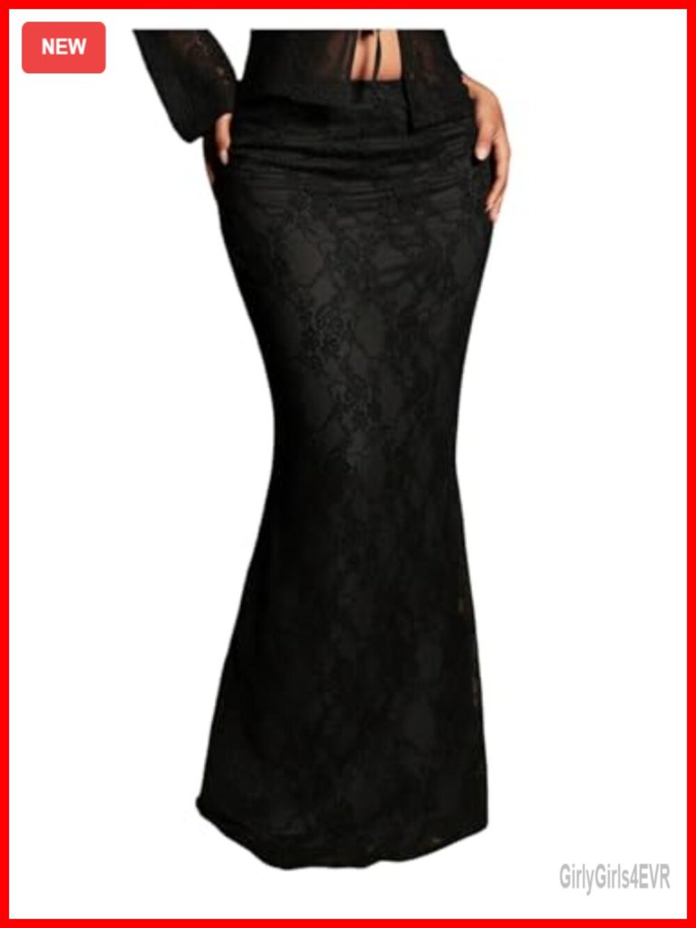 Lace Bodycon Maxi Skirt for Women Y2K Low Rise Fairy Long Skirt